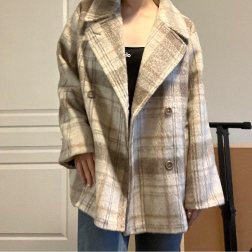 NWT Na-Kd Cream and tan wool coat